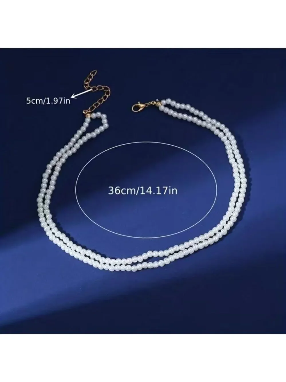 Short Choker Necklace Retro faux  Pearl Beads Handmade Double Layer Chain